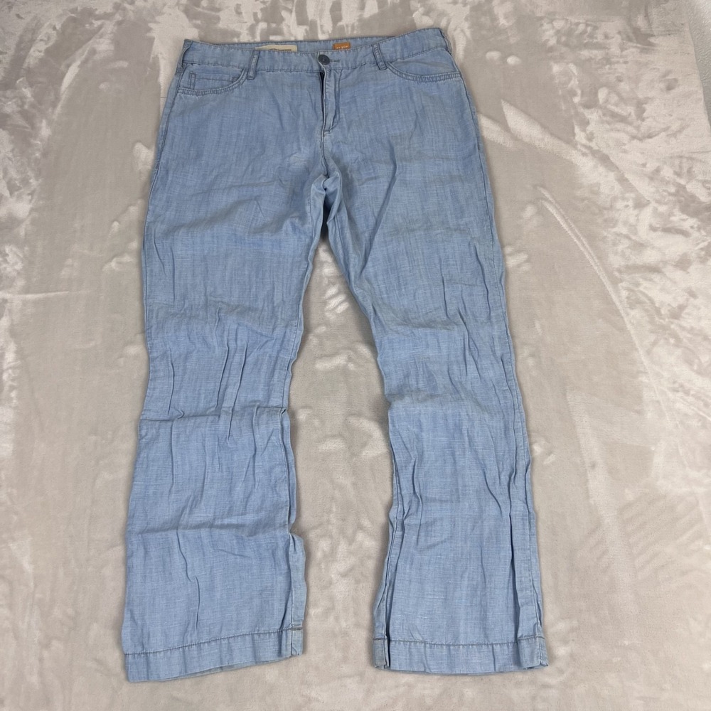 Pilcro Anthropologie Pants Womens 30 P Blue Chambray Linen Tencel Coastal Boho